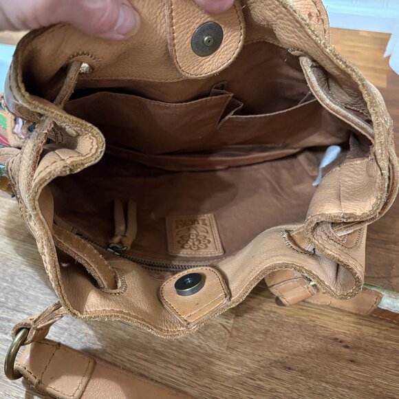 Lucky‎ Multicolor Leather Striped Satchel Shoulder Bag Purse Boho EUC Hippie - Picture 10 of 13